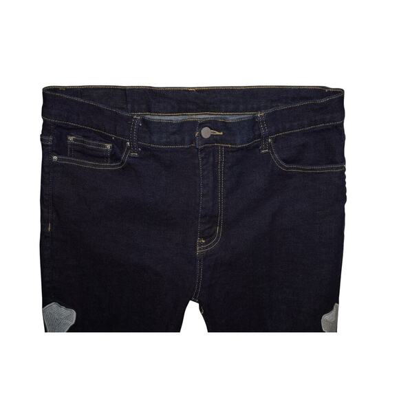MNML Skeleton Bone Patch Jeans Men’s Size 38 – Dark Wash Denim - Picture 10 of 11